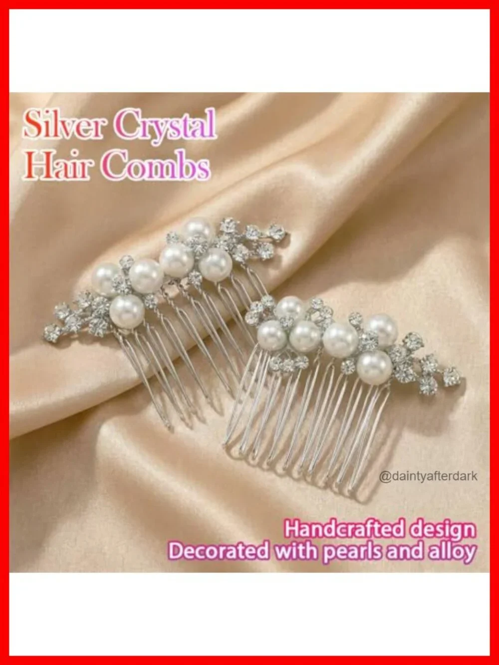 Pearl Rhinestone Hair Comb Wedding Bridal Hair Accessory 2 Pcs